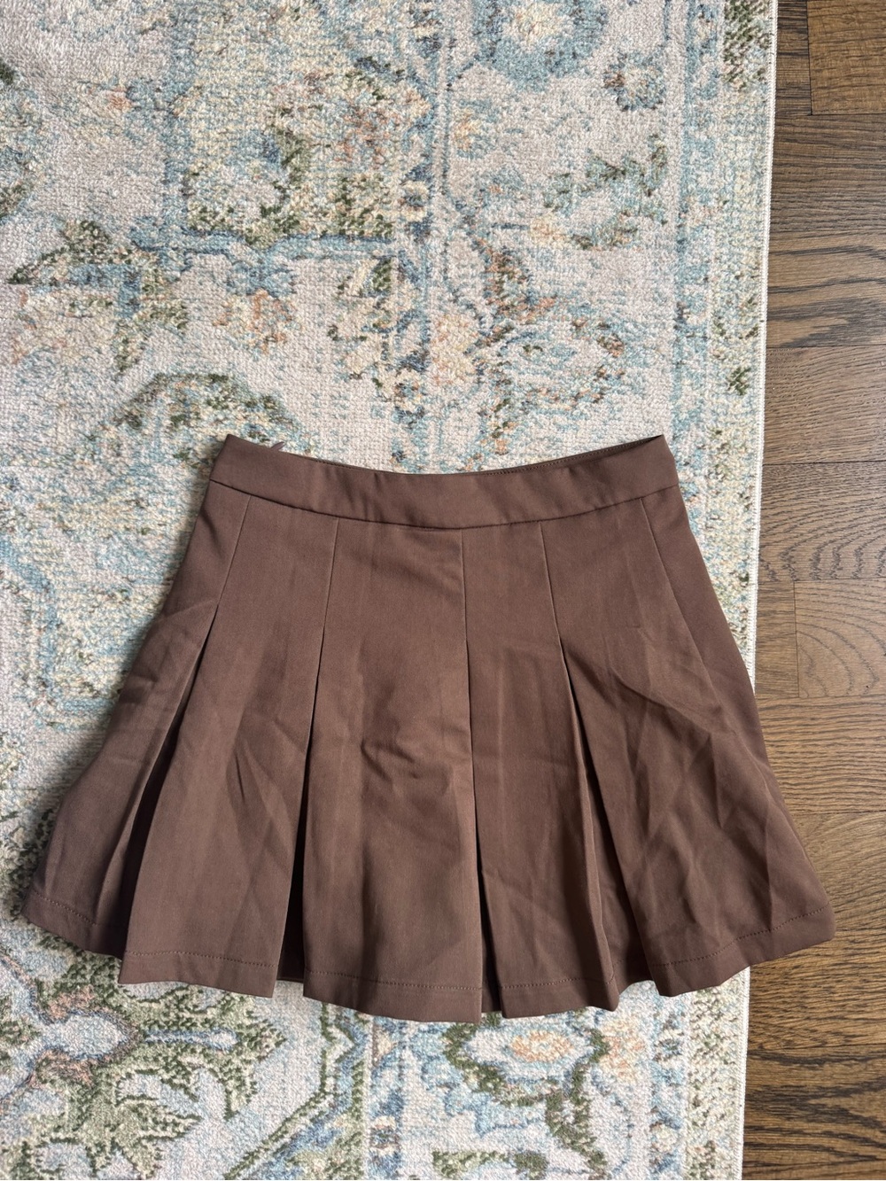 H&M Brown Pleated Skater Skirt